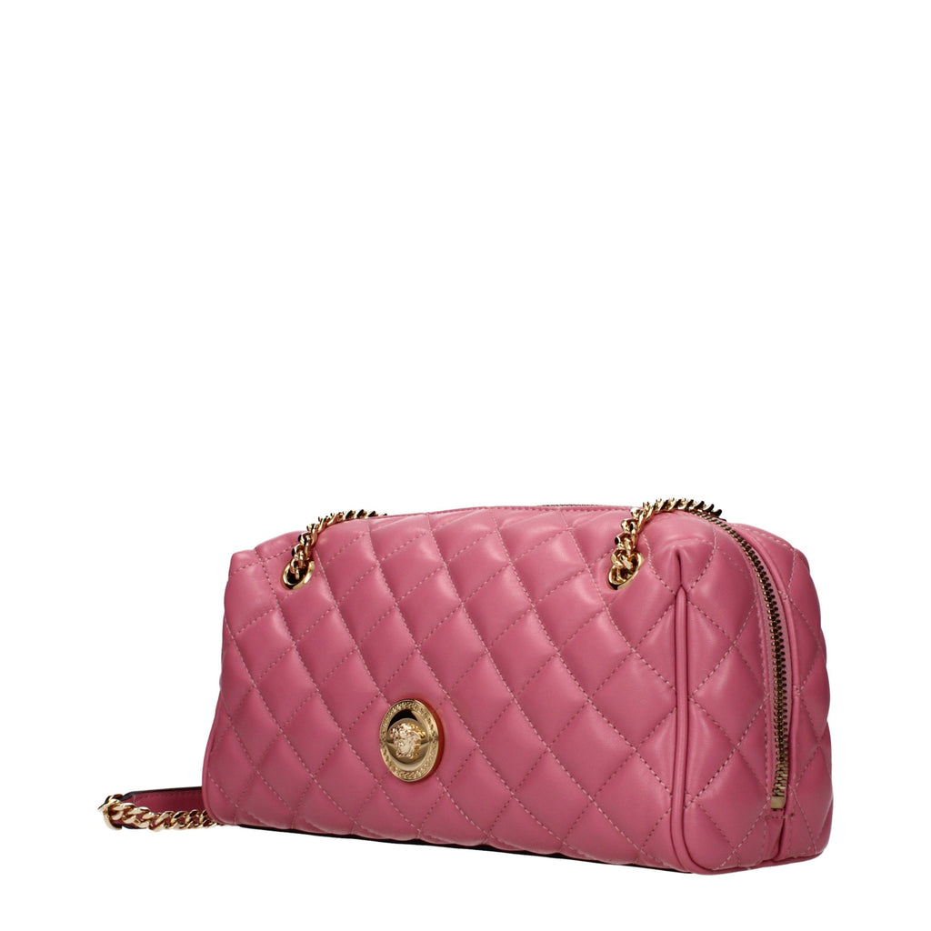 Roze leren schoudertas