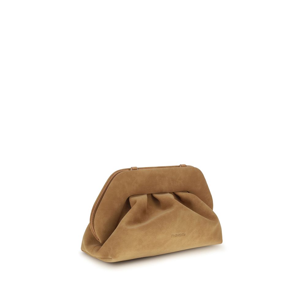 Beige nubuckleren clutch