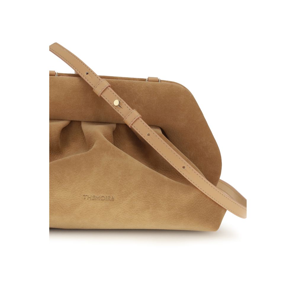 Beige nubuckleren clutch