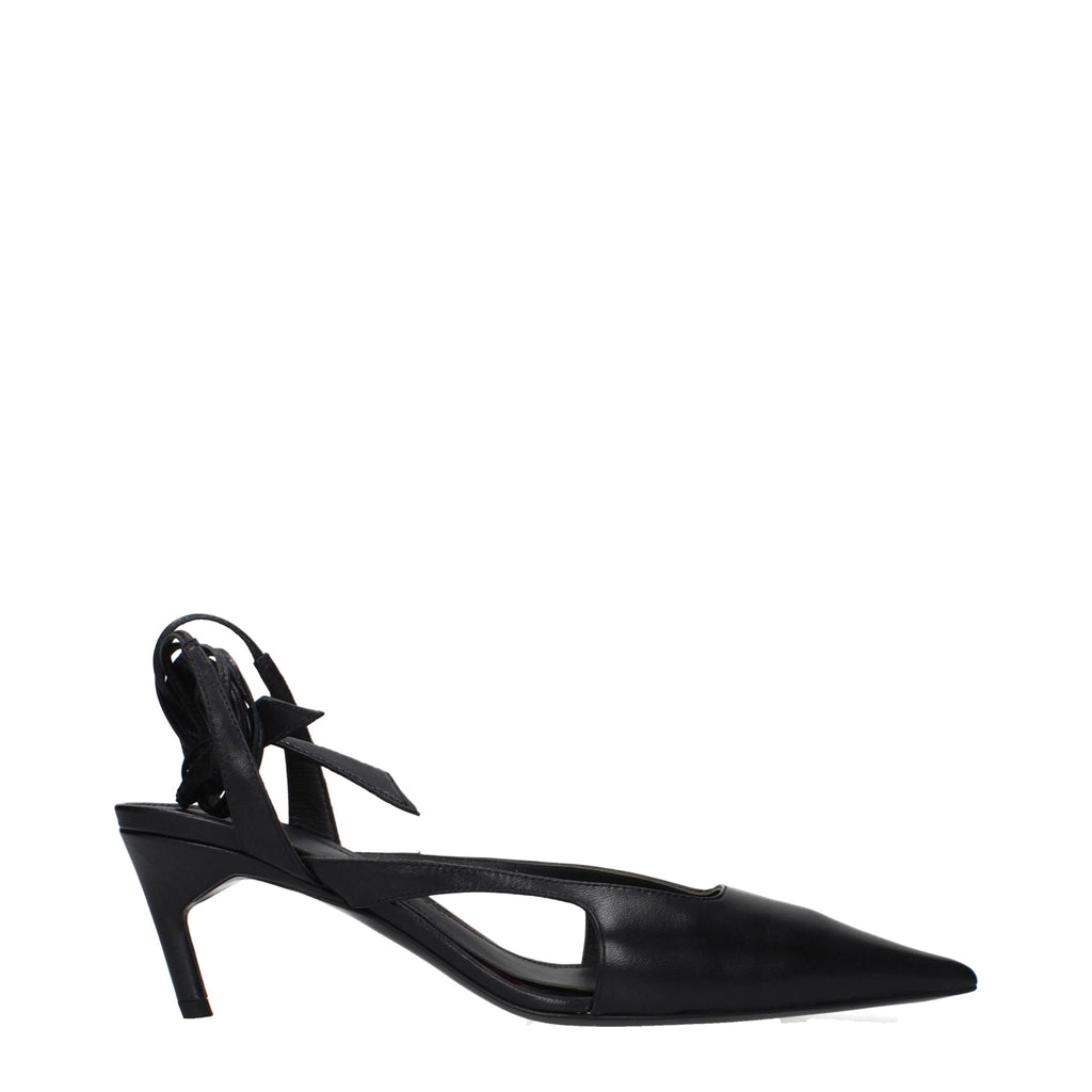 Black Leather High Heel Pumps