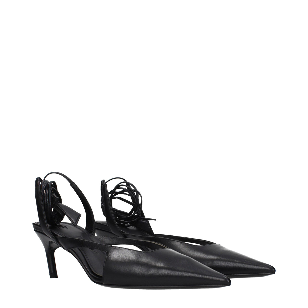 Black Leather High Heel Pumps