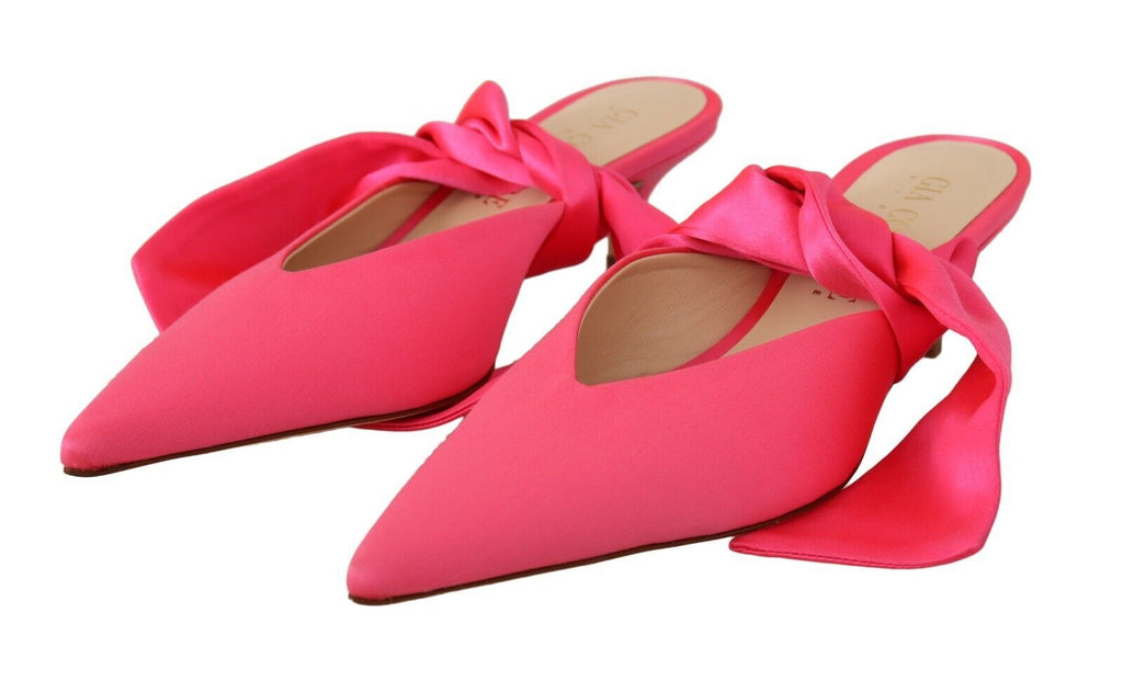 GIA COUTURE Leather Lace-Up Kitten Heel Pumps
