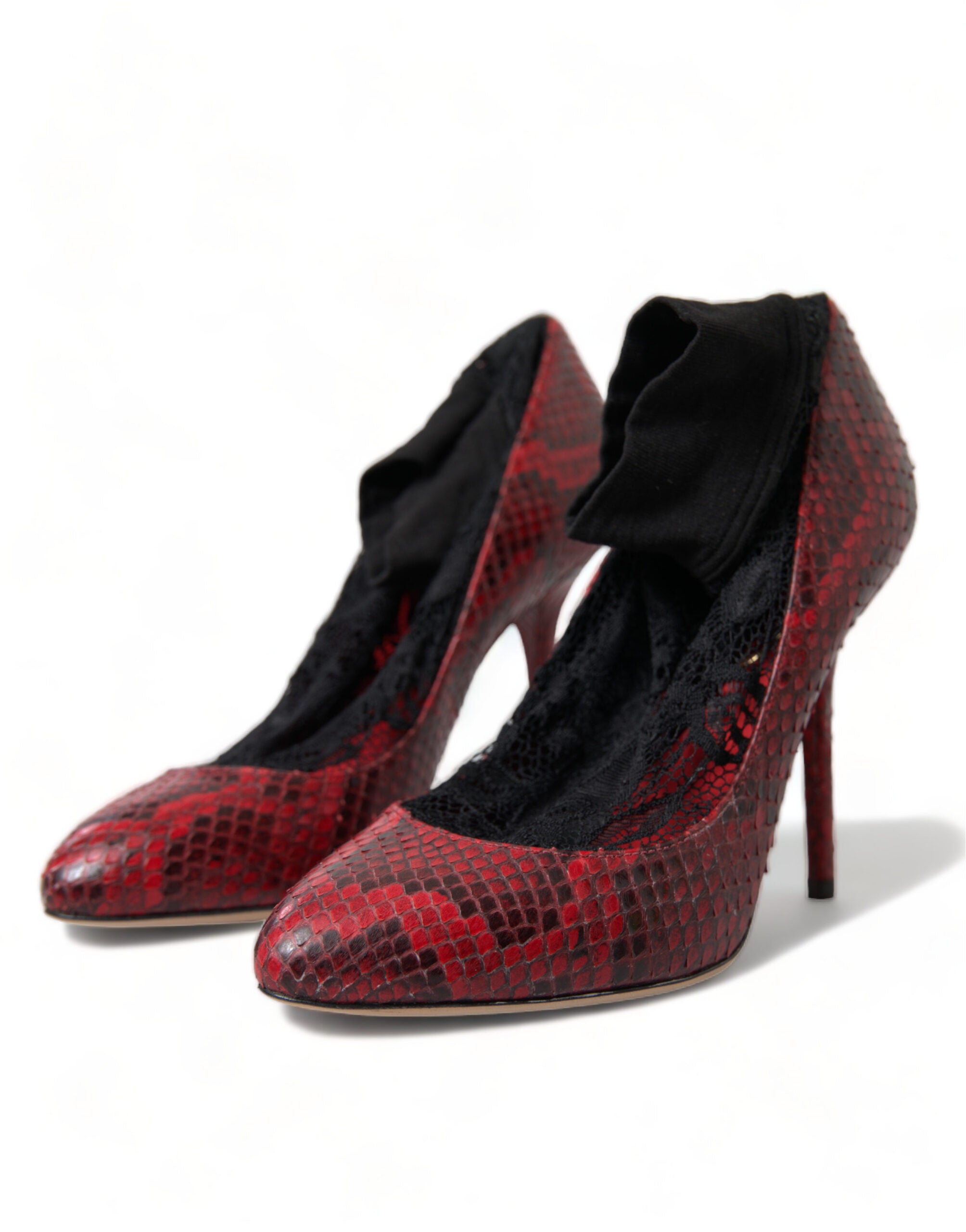 Escarpins Dolce & Gabbana en peau de serpent ayers avec chaussette en dentelle