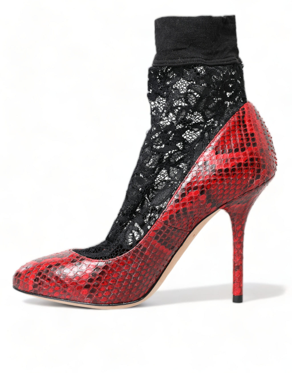 Escarpins Dolce & Gabbana en peau de serpent ayers avec chaussette en dentelle