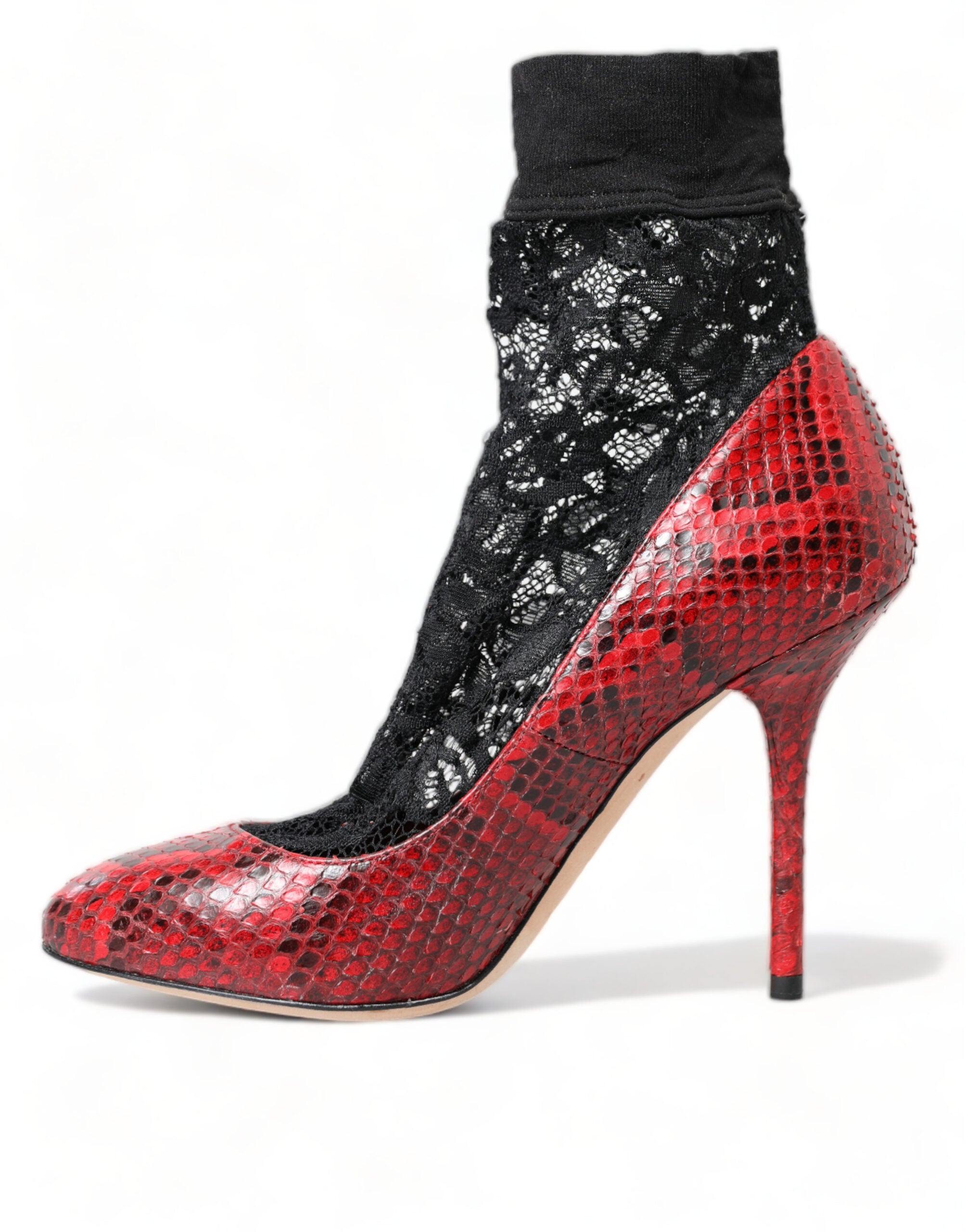 Escarpins Dolce & Gabbana en peau de serpent ayers avec chaussette en dentelle