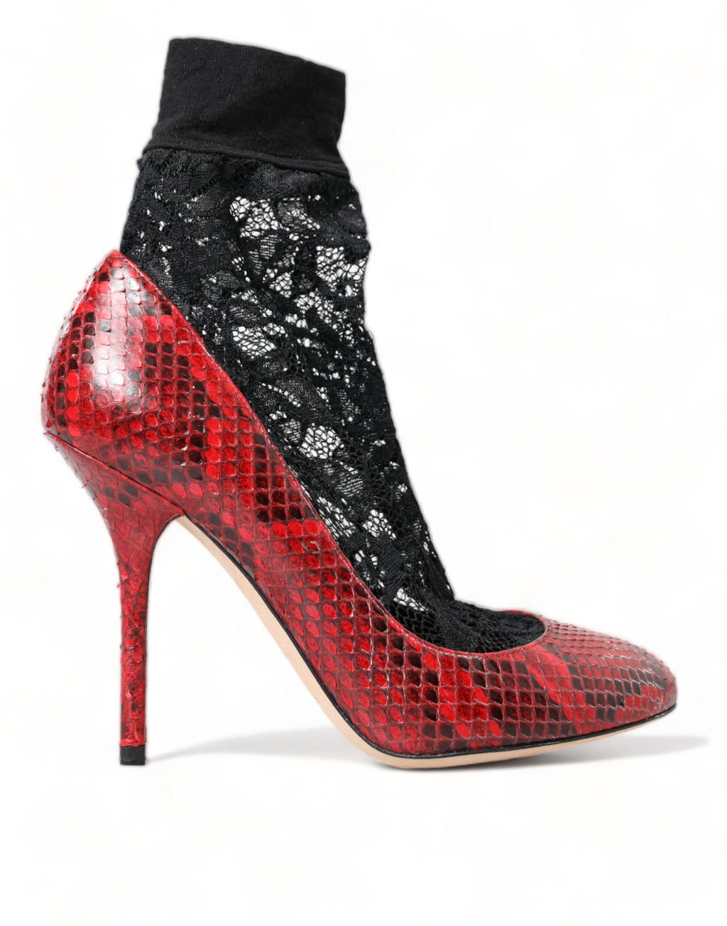 Escarpins Dolce & Gabbana en peau de serpent ayers avec chaussette en dentelle