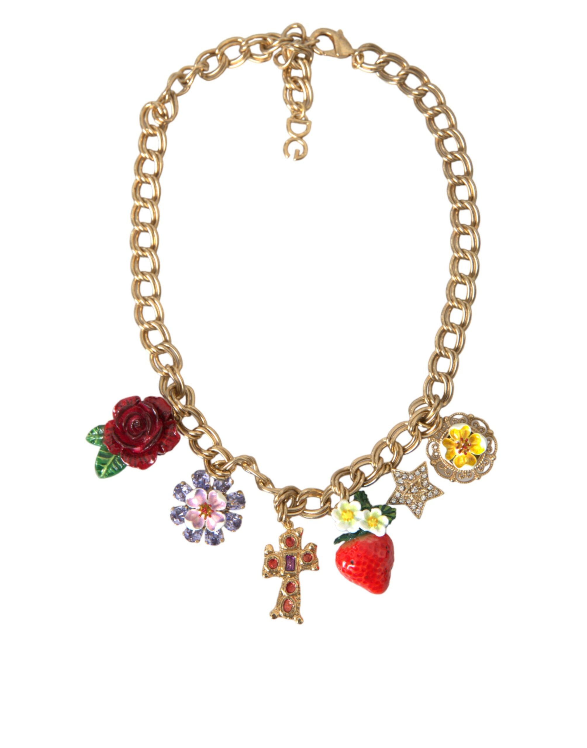 Dolce & Gabbana Crystal-Embellished Multi-Motif Pendant Necklace