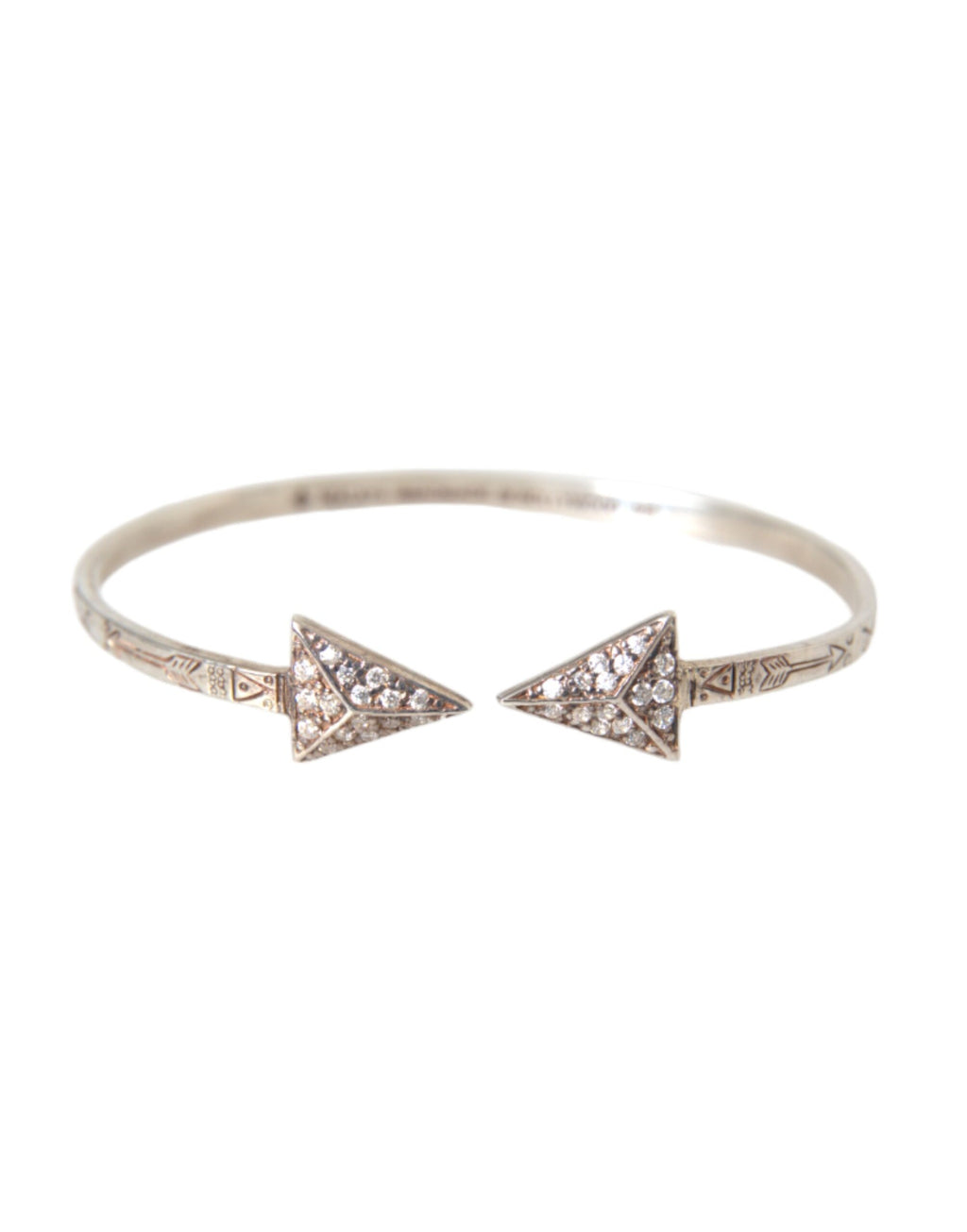 Nialaya 925 Sterling Silver Arrow CZ Bangle Bracelet