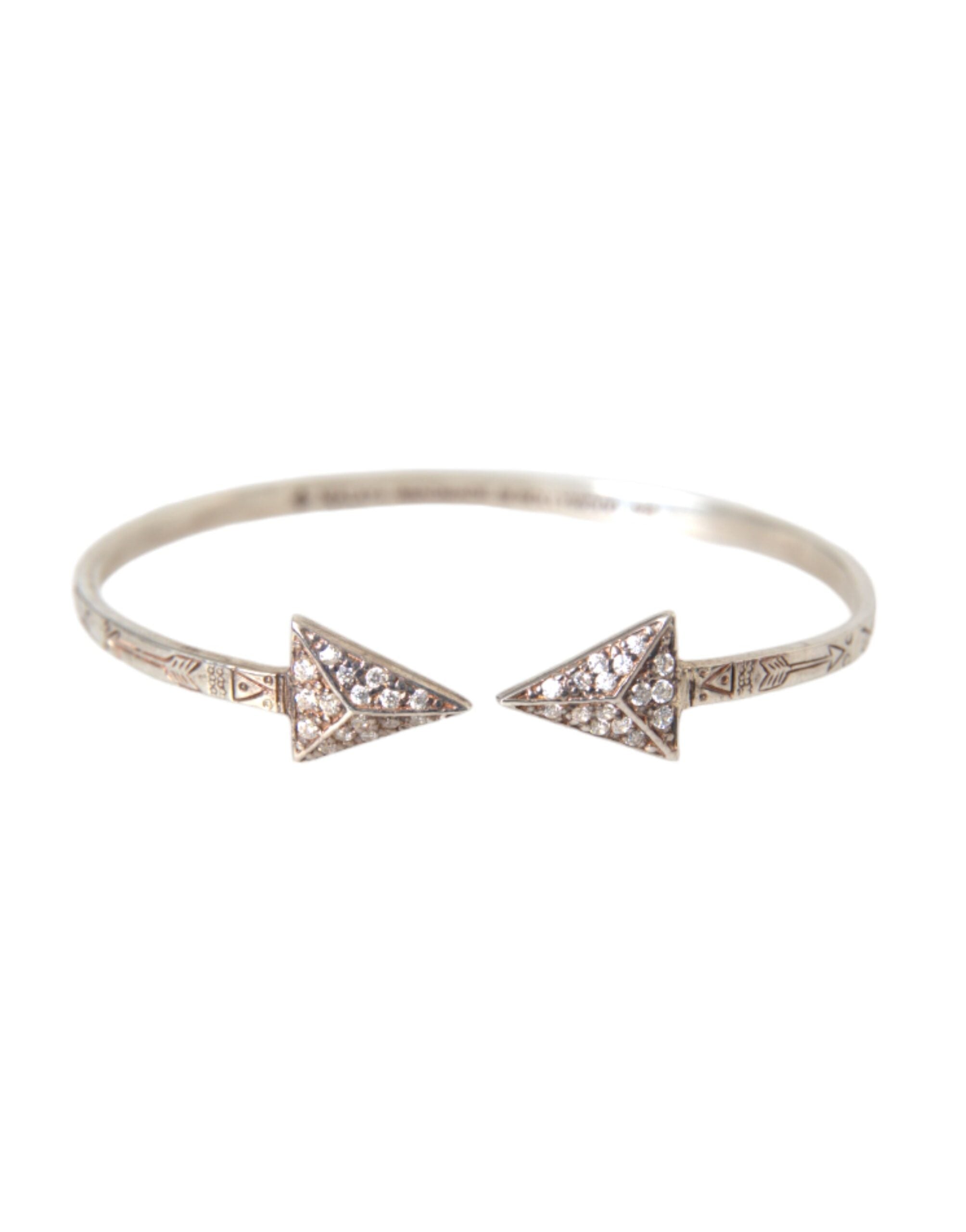 Nialaya 925 Sterling Silver Arrow CZ Bangle Bracelet