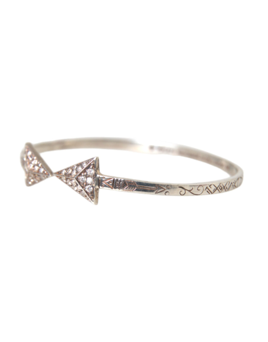 Nialaya 925 Sterling Silver Arrow CZ Bangle Bracelet
