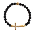 Nialaya Agate Stone Bracelet with Gold-Plated 925 Sterling Silver CZ Cross