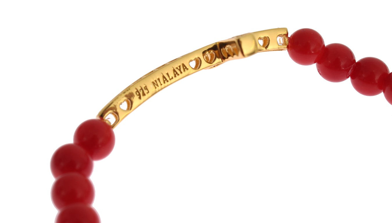 Nialaya Bracelet with Gold-Plated 925 Sterling Silver CZ Cross