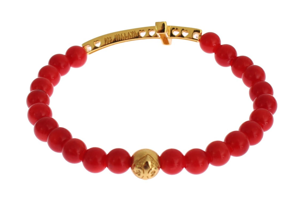 Nialaya Bracelet with Gold-Plated 925 Sterling Silver CZ Cross