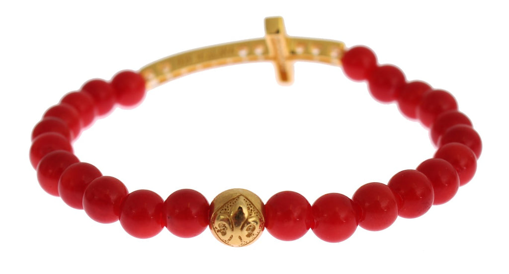Nialaya Bracelet with Gold-Plated 925 Sterling Silver CZ Cross