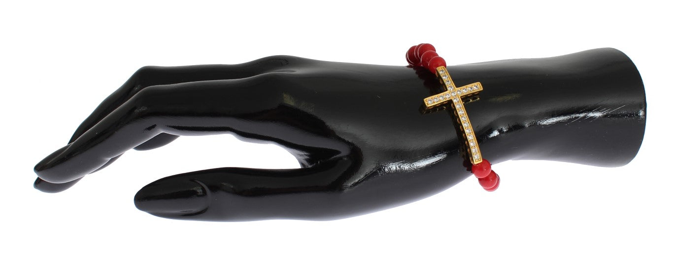 Nialaya Bracelet with Gold-Plated 925 Sterling Silver CZ Cross
