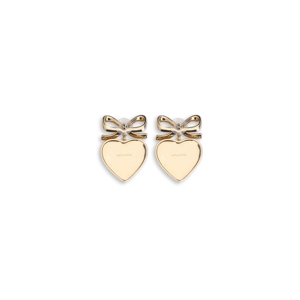 Self-Portrait Bow and Heart Crystal Earrings