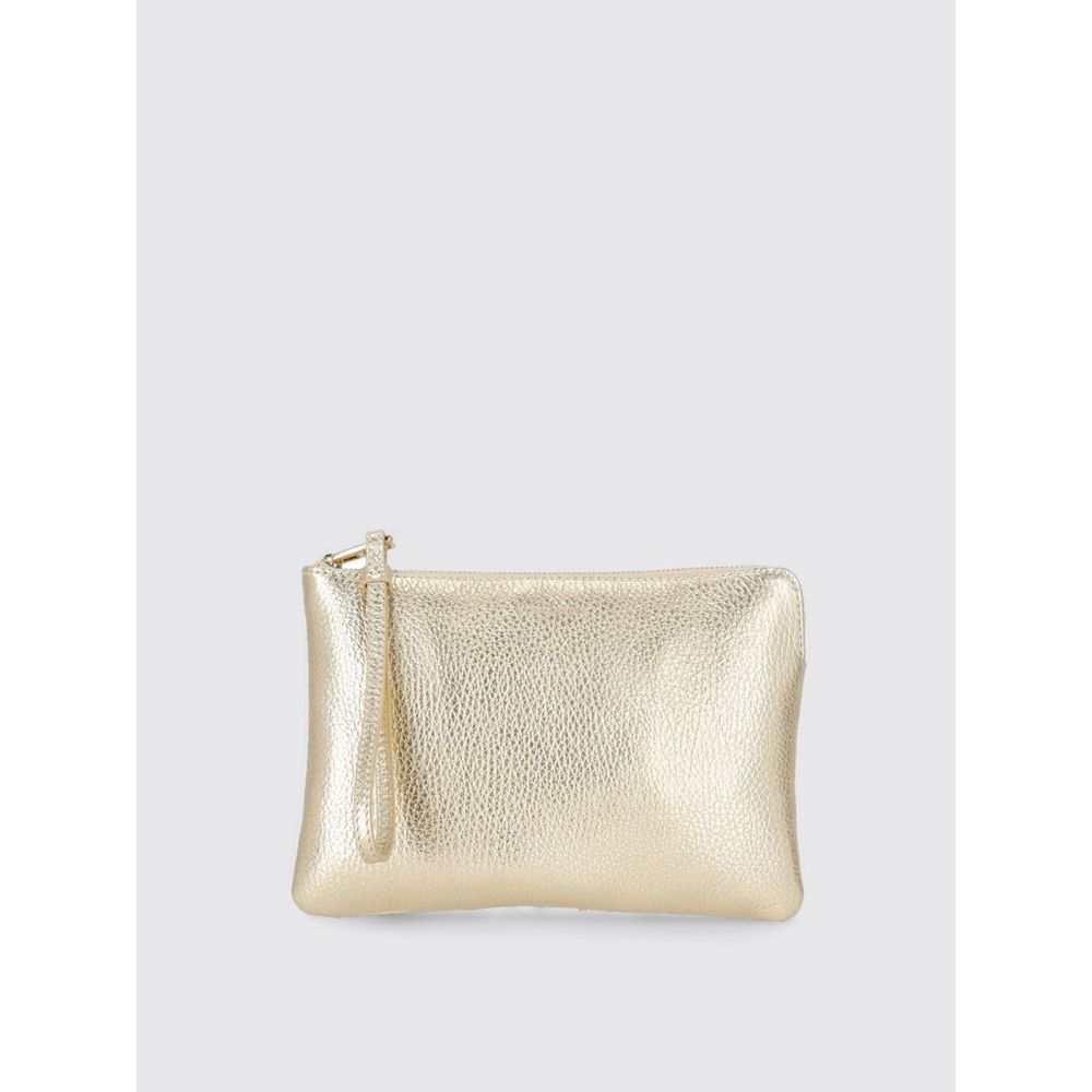 Gold Leather Small Clutch Bag